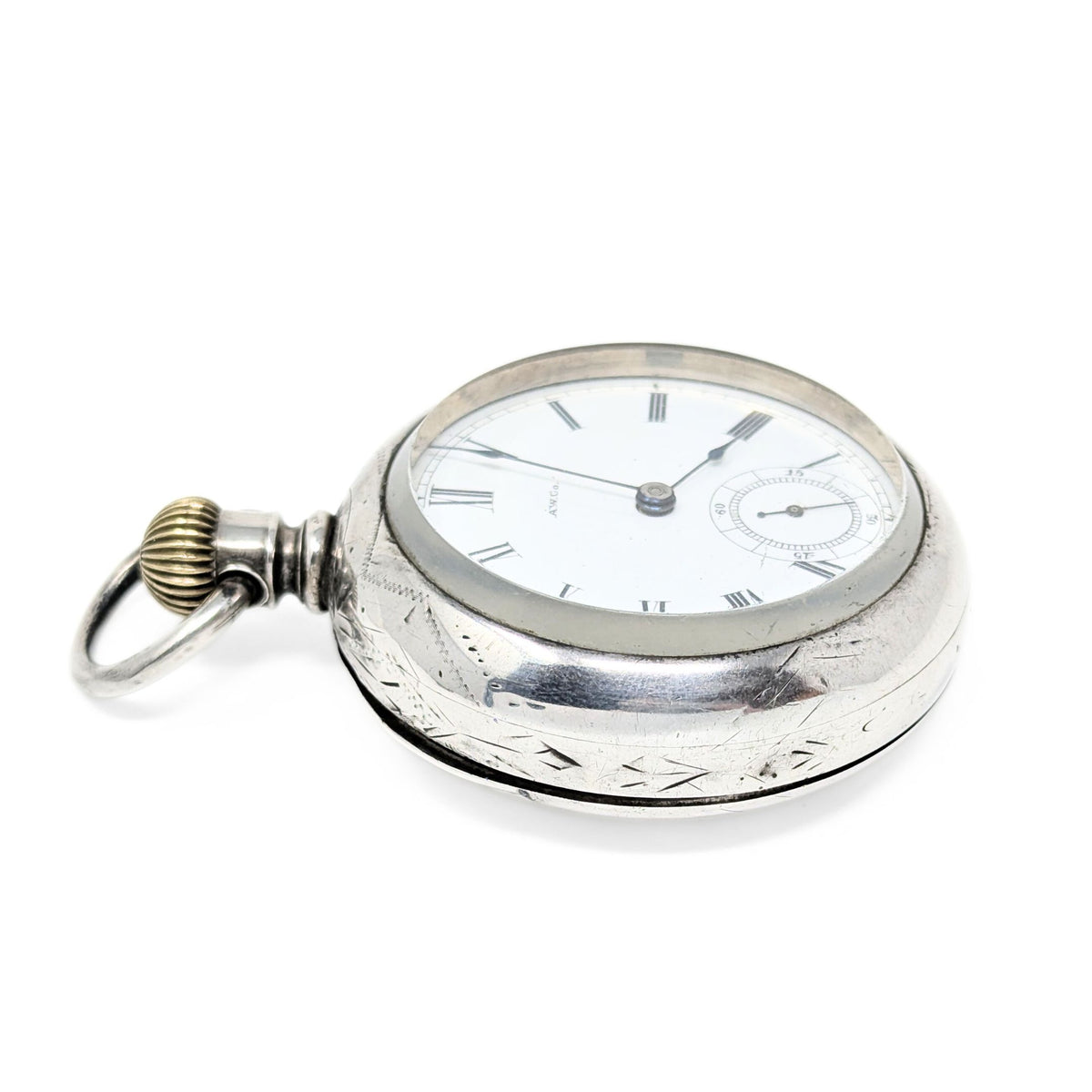American Watch Co Sterling 1883 18s 7j Coin Silver Pocket Watch (Running)