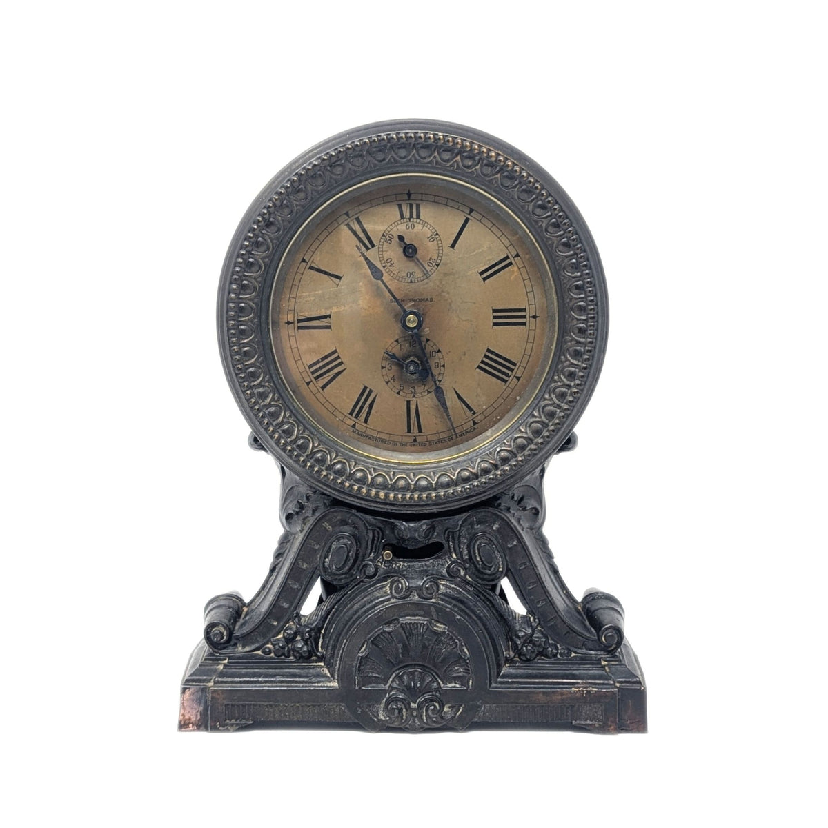 Seth Thomas 1910 Metal Mantel Alarm Clock - Not Working