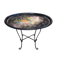 Victorian Hand Painted 2pc Tole Tray Coffee Table