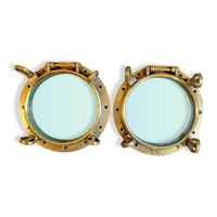 US Navy 16" 4-Dog Brass Ship Portholes, ca. 1940 (Pair)