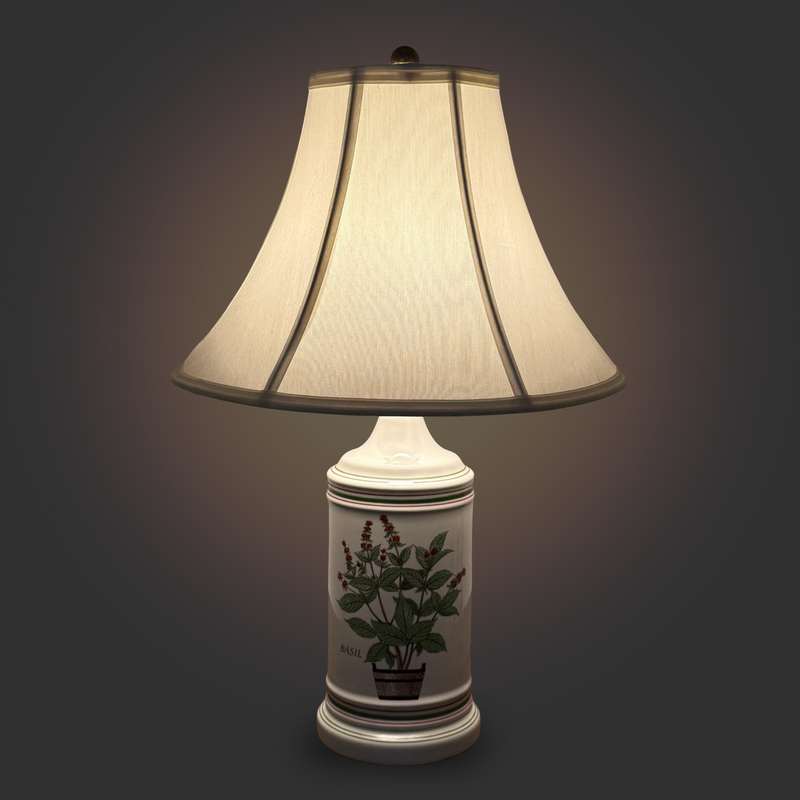 Vintage Porcelain Apothecary Lamp with Botanical Decoration