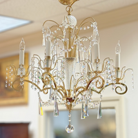 Bohemian Crystal & Brass 6-Light Chandelier