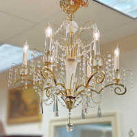 Bohemian Crystal & Brass 6-Light Chandelier