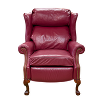 Lane Red Leather Chippendale Ball & Claw Recliner