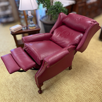 Lane Red Leather Chippendale Ball & Claw Recliner