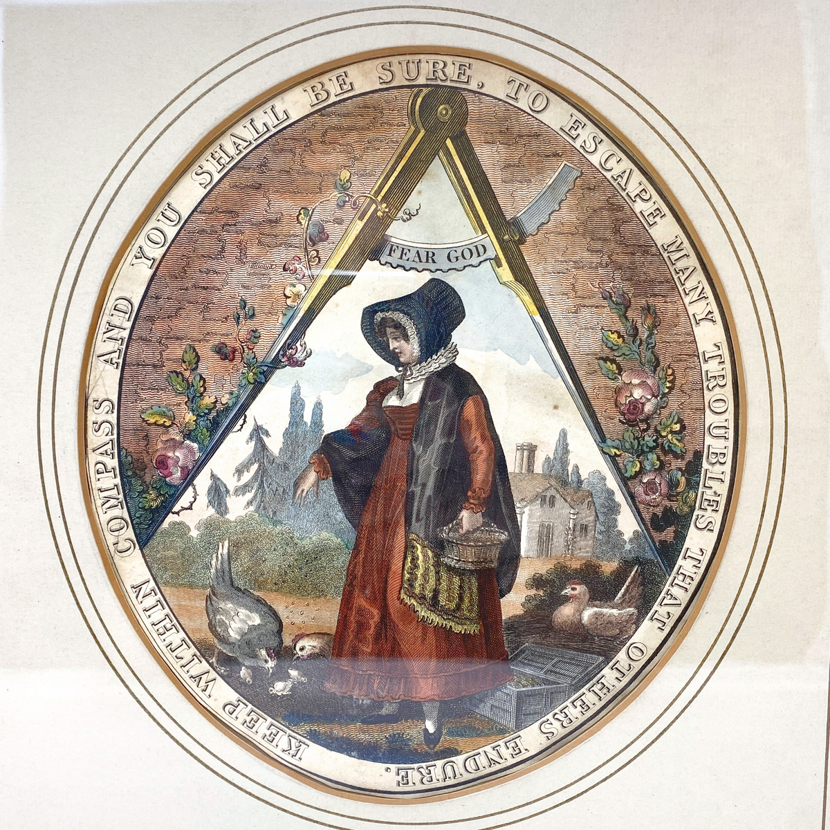 "Keep Within Compass" by William Darton Hand Colored Etching, ca. 1820