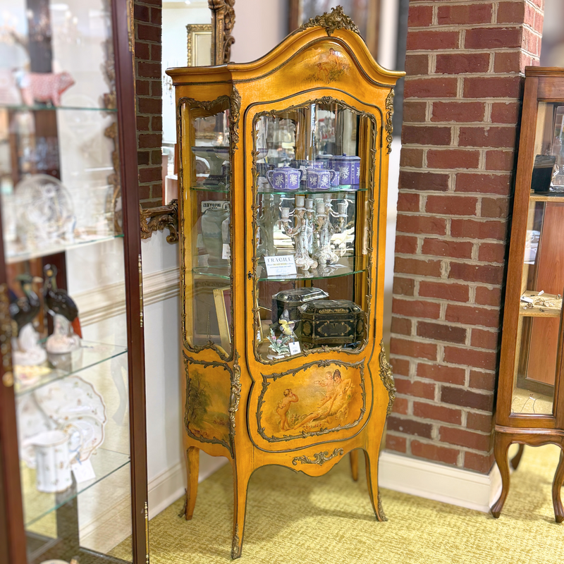 French Antique Hand Painted & Gilt Vitrine