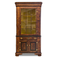 Custom Tiger Maple Finished 2pc, 12-Panel Corner Cabinet