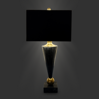 Mid Century Modern Black Marble & Brass Table Lamp