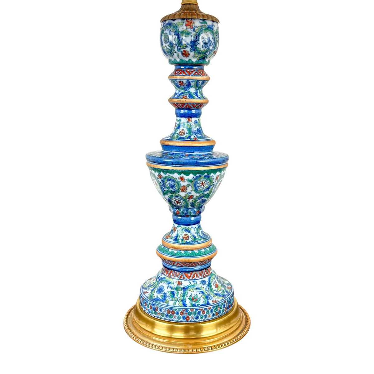 Antique Bohemian-Style Porcelain Candlestick Lamp