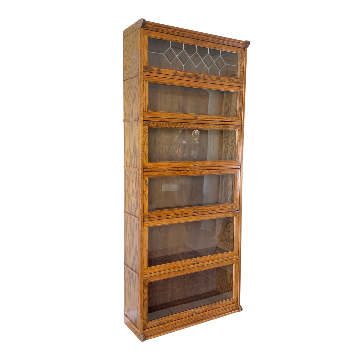 Leaded Glass Six Stack Barrister Bookcase