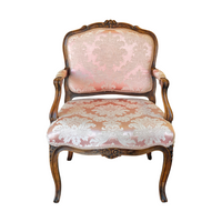 Antique Louis XV Pink Brocade Bergère Armchair