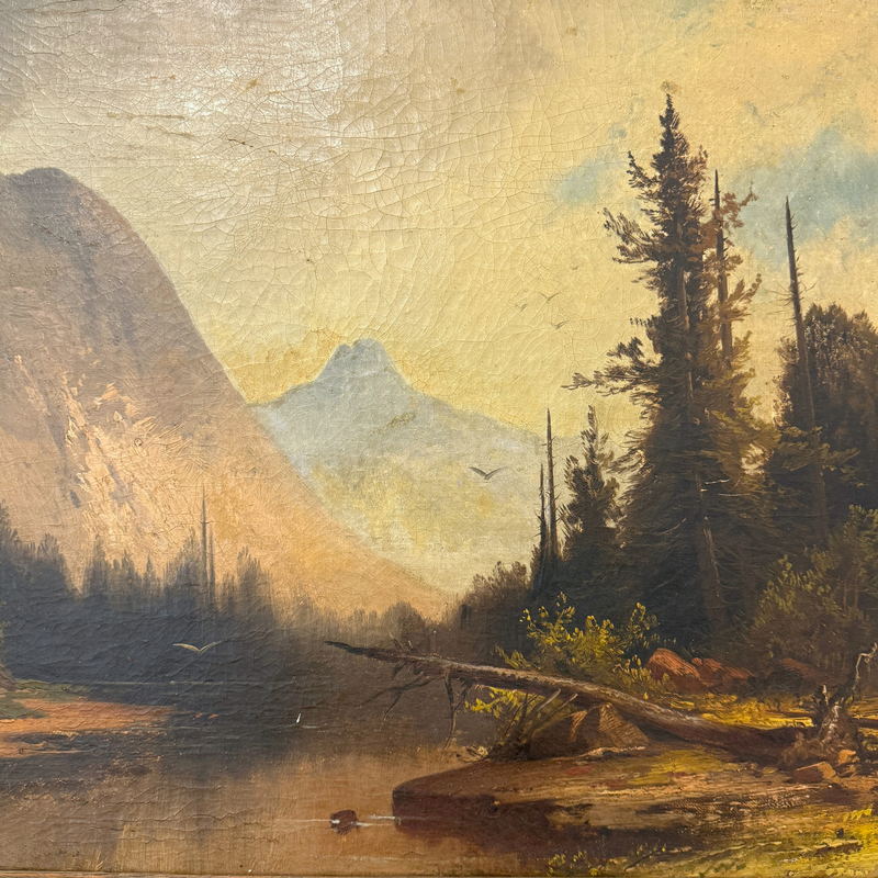 Mountain River Landscape Oil on Canvas by George Frederick Bensell, ca. 1860