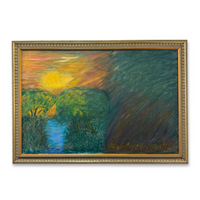 Trees by the River Oil on Canvas, Unsigned