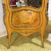 French Antique Hand Painted & Gilt Vitrine