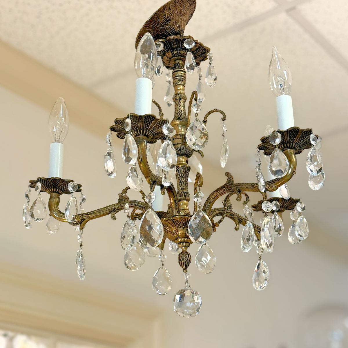 Vintage Italian 5-Light Brass Chandelier