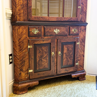 Custom Tiger Maple Finished 2pc, 12-Panel Corner Cabinet