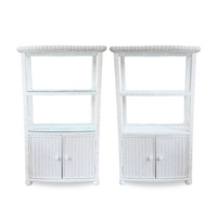 White Wicker Bookcases (Pair)