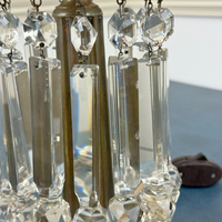 Marble, Brass, & Crystal Prism Electrified Oil Lamp, ca. 1840