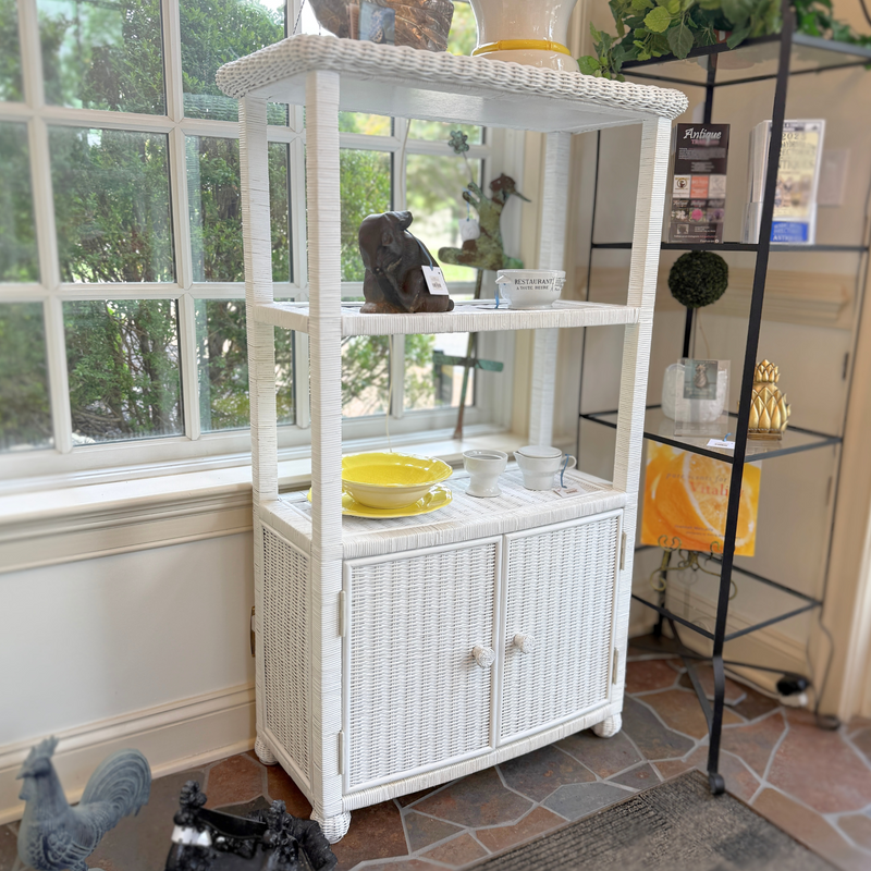 White Wicker Bookcases (Pair)