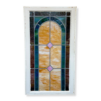 Antique 5-Color Stained Glass Window 21 x 36
