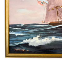 Signed Maritime Acrylic on Canvas, ca. 1980