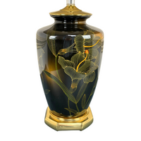Contemporary Black & Gold Asiatic Lily Table Lamp