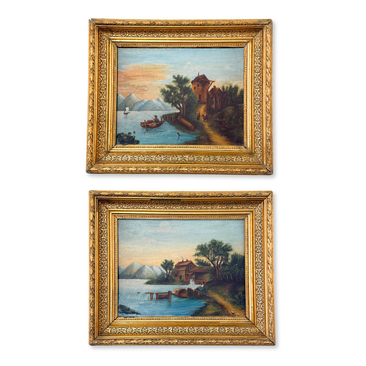 Oil on Canvas River Landscapes by Brielmayer (Pair), 1894