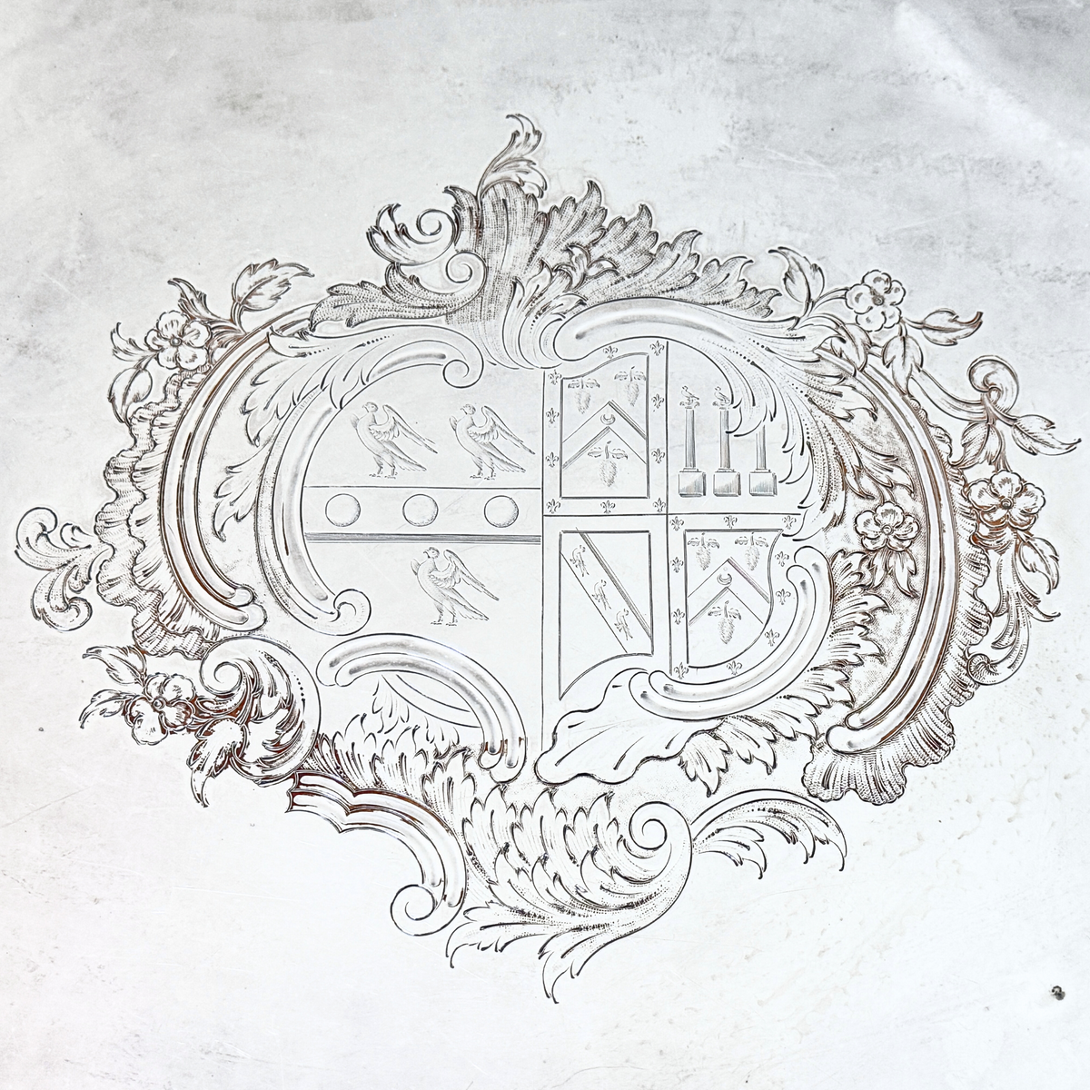 George II Old Sheffield Plate Royal Coat of Arms Tray, ca. 1750
