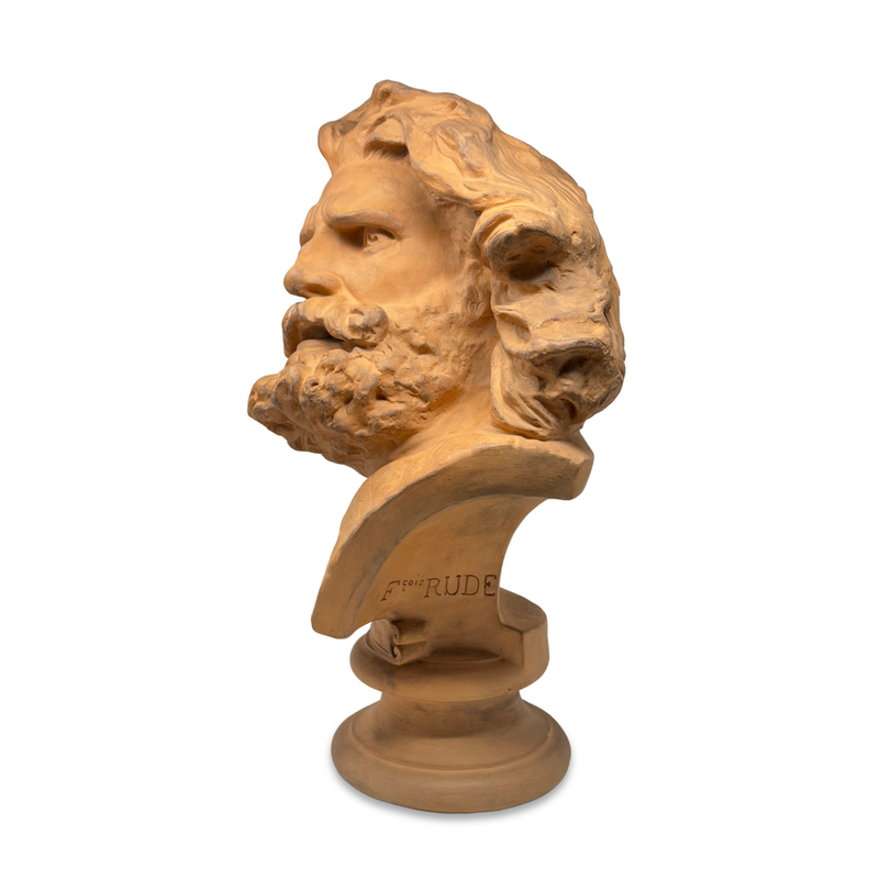 Terra-Cotta Reproduction Sculpture "Bust of the Old Warrior" by François Rude