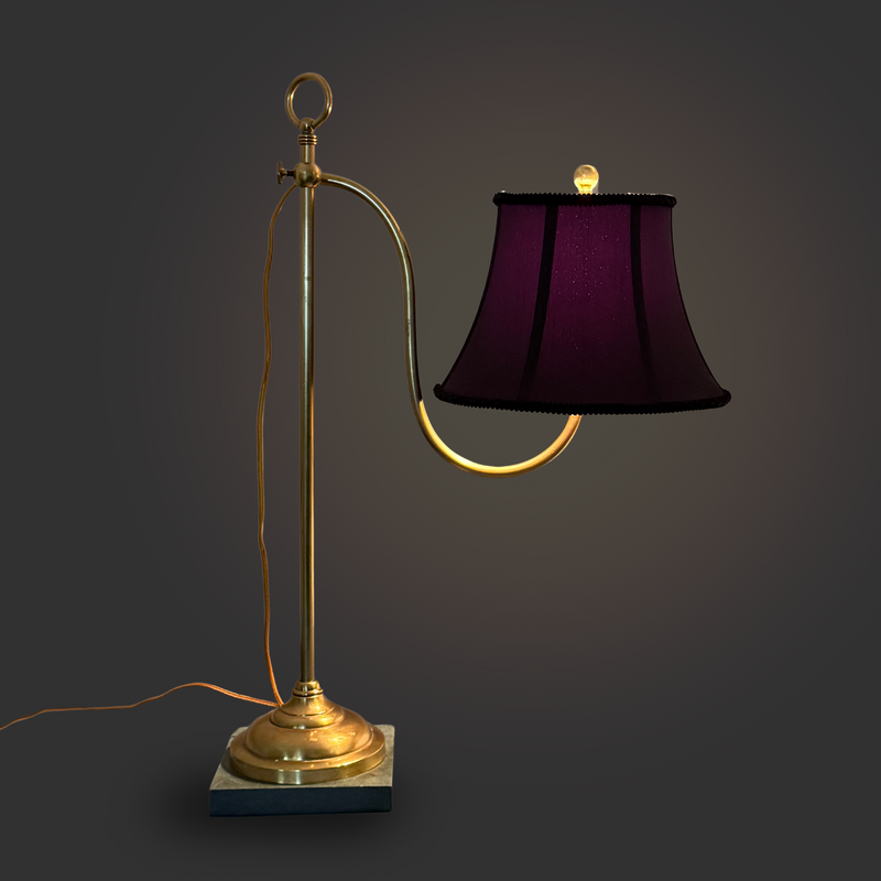 1940's Brass & Marble Swing-Arm Lamp