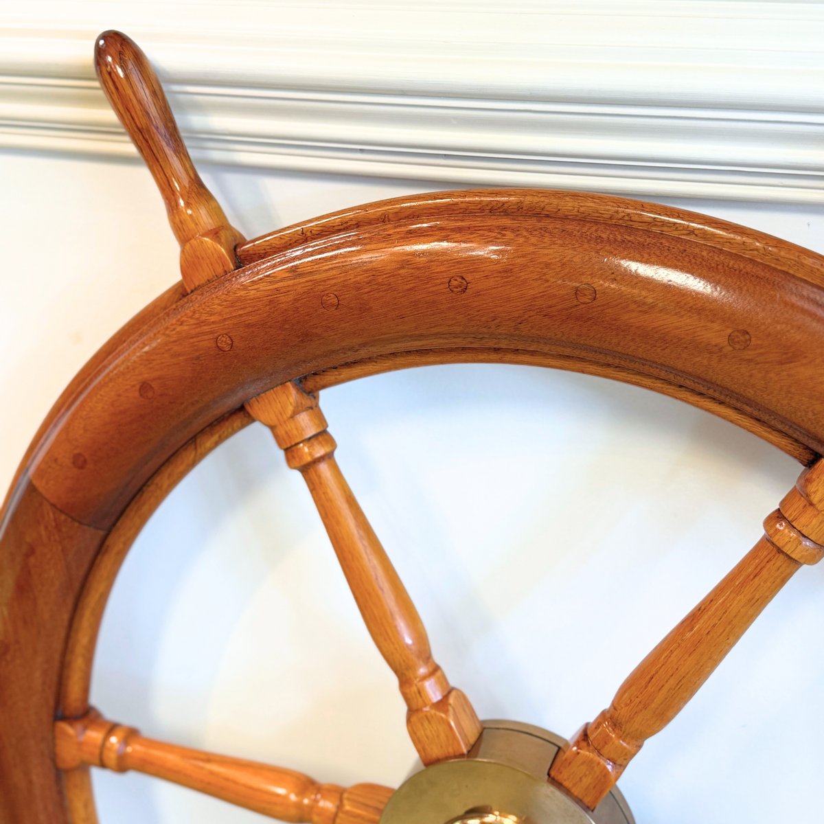 Vintage Authentic 42” Teak Ship’s Helm Wheel