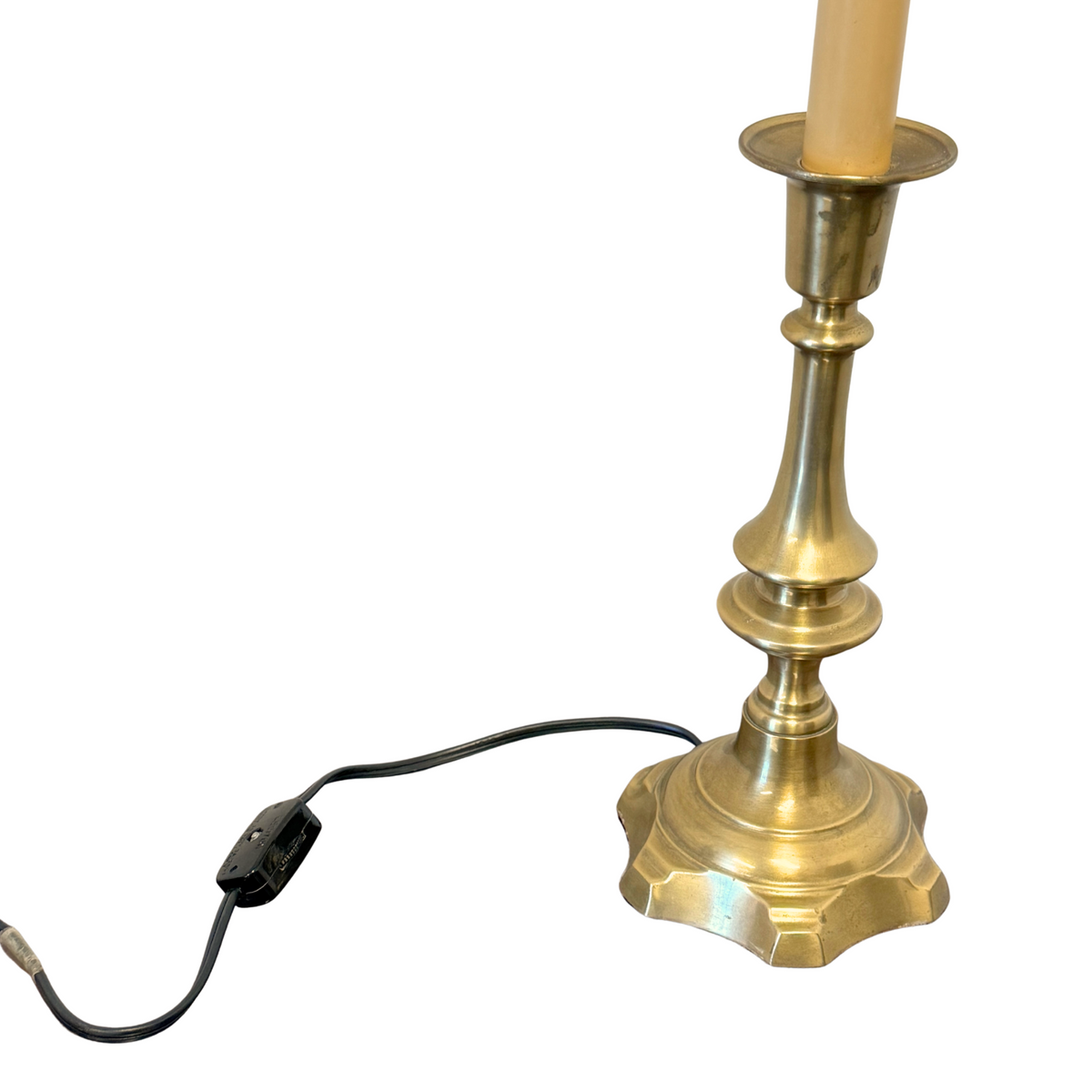 Pair of Brushed Brass Candlestick Buffet Lamps
