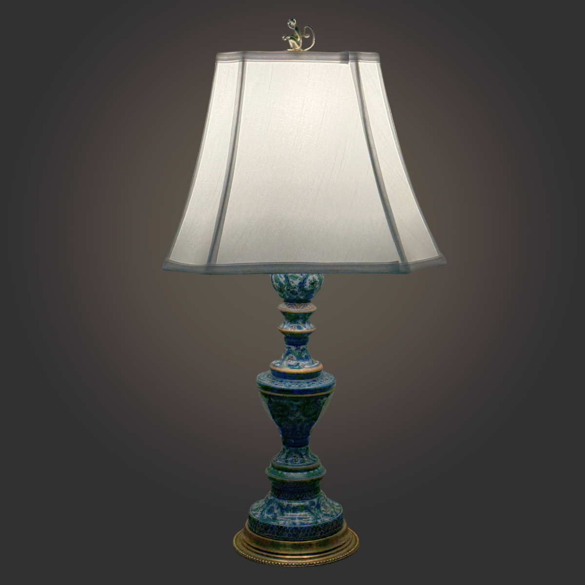 Antique Bohemian-Style Porcelain Candlestick Lamp