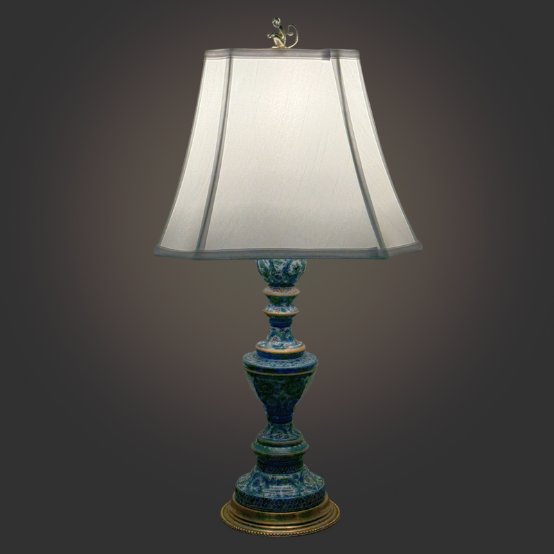 Antique Bohemian-Style Porcelain Candlestick Lamp