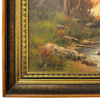 Forest Stream in Autumn Oil on Canvas by M.F. Koden, 1968