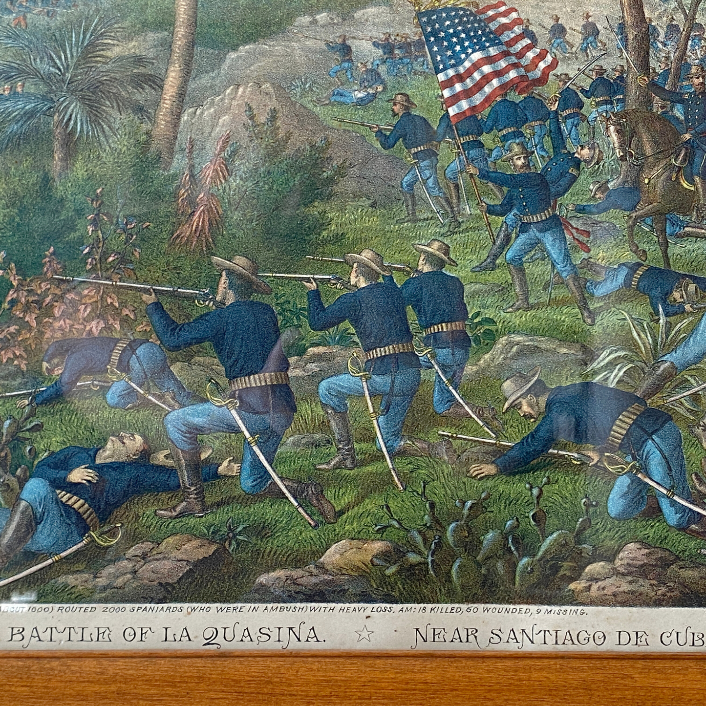 Spanish-American War Framed Antique Chromolithograph