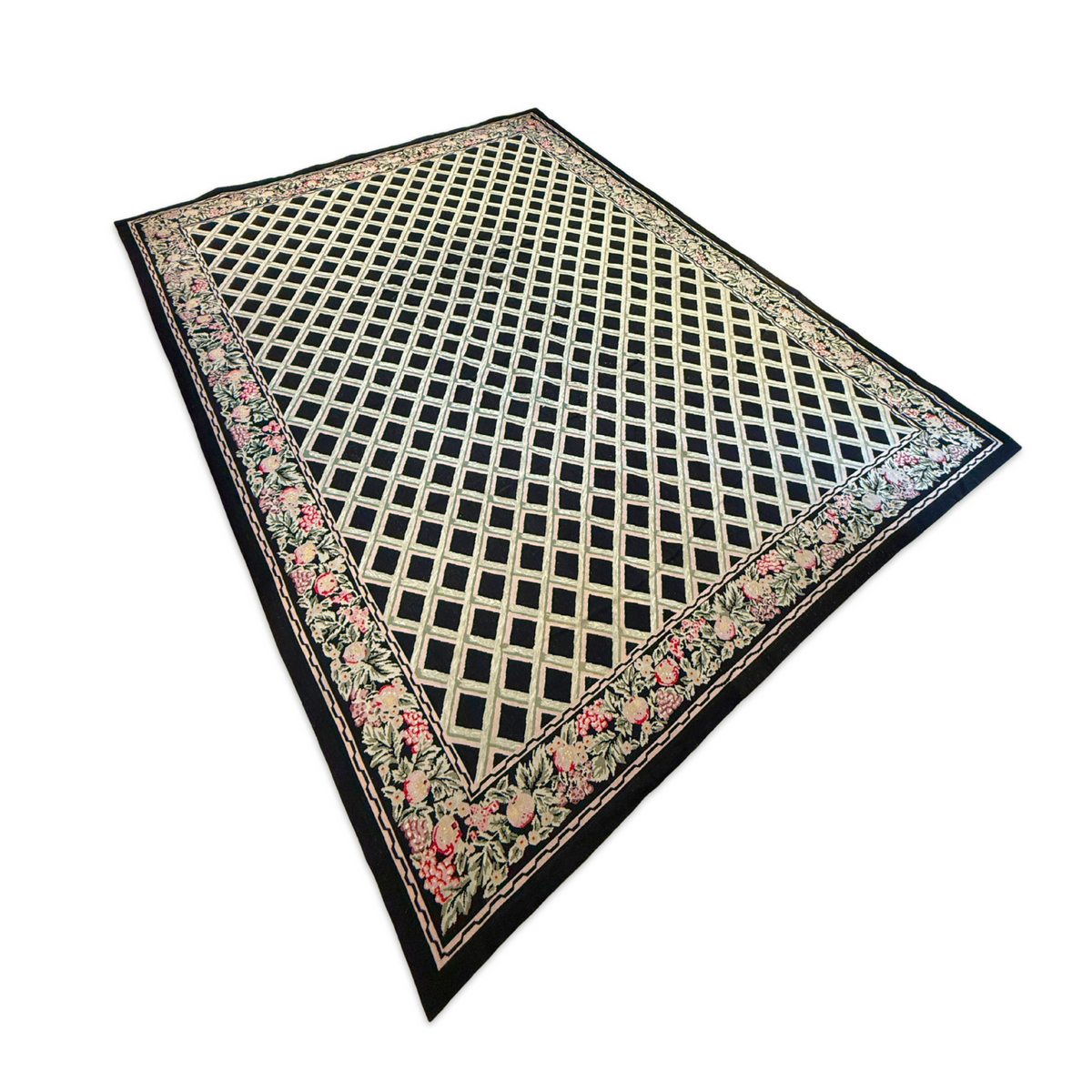 Trellis Needlepoint Handmade Rug 9 x 12