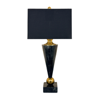 Mid Century Modern Black Marble & Brass Table Lamp