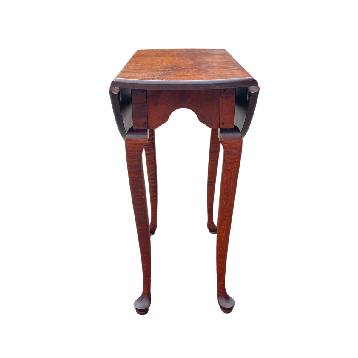 T.L. Teheran Queen Anne Tiger Maple Drop Side End Table