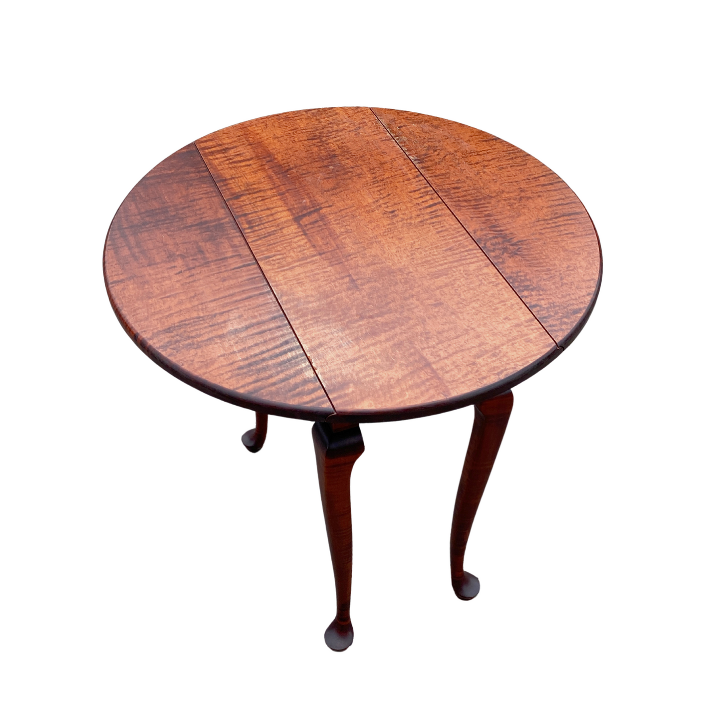 T.L. Teheran Queen Anne Tiger Maple Drop Side End Table