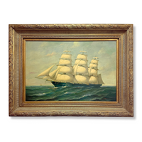 Clipper Ship at Sea Oil on Canvas by Jean Laurent, ca. 1940