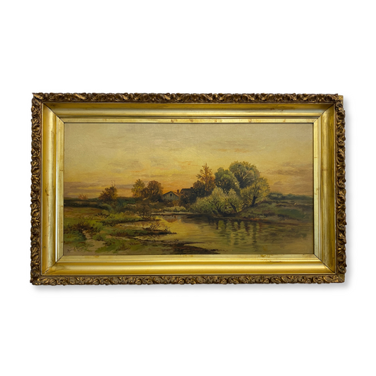 Sunset Landscape Oil on Canvas by Harriet Brown, 1906