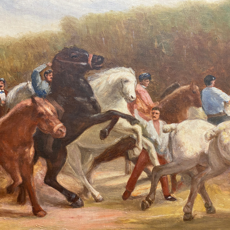 "The Horse Fair" Reproduction Oil on Canvas by Hubert R. Lewis