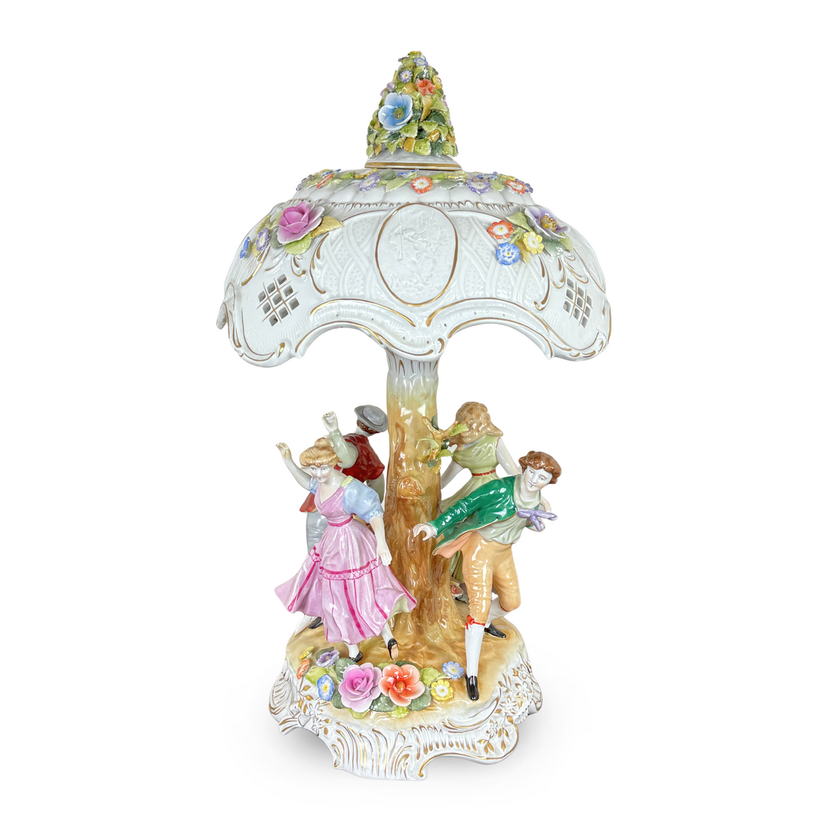 Von Schierholz Germany Porcelain Figural Lamp W/ Lithophane Shade
