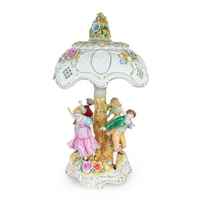 Von Schierholz Germany Porcelain Figural Lamp W/ Lithophane Shade
