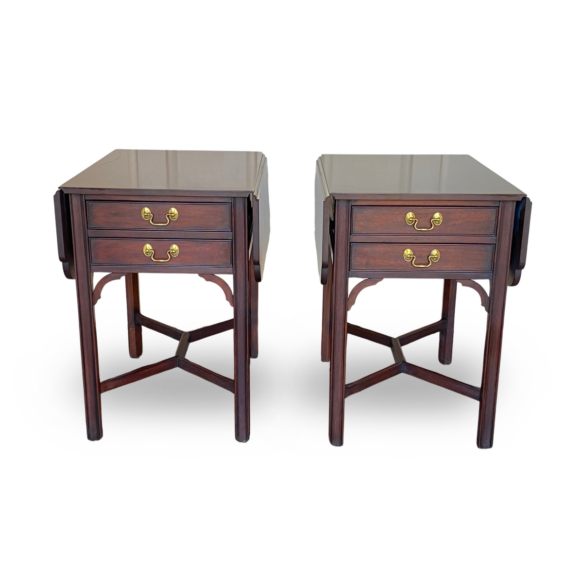 Henkel Harris #5425 Mahogany Chippendale Pembroke Tables (Pair)