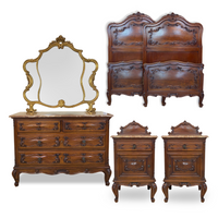 Antique French Walnut 5pc King/Twin Bedroom Set