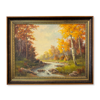 Forest Stream in Autumn Oil on Canvas by M.F. Koden, 1968