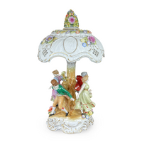 Von Schierholz Germany Porcelain Figural Lamp W/ Lithophane Shade